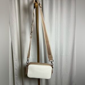 Altar’d State Cream Textured Leather Crossbody Bag with Silver Hardware